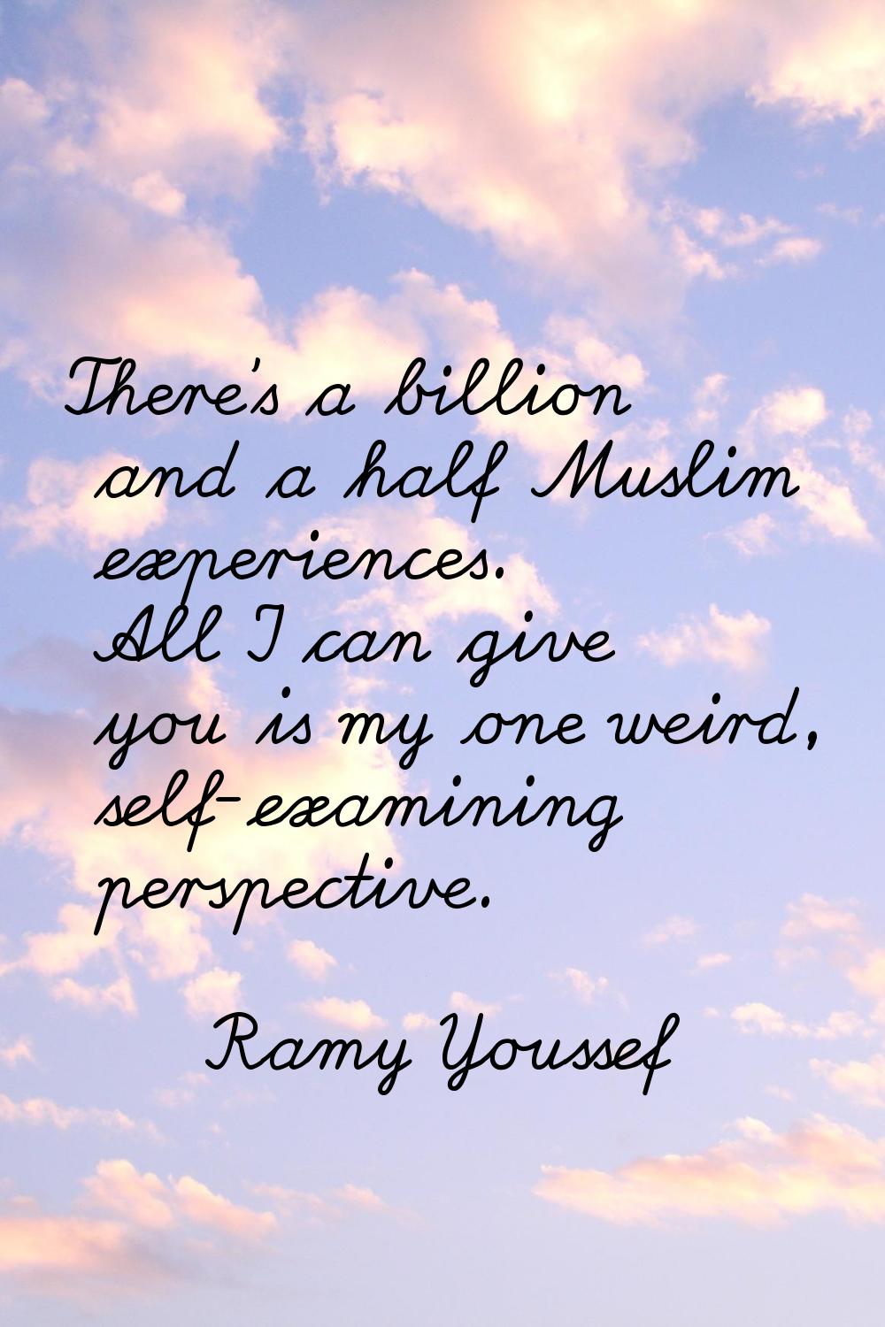 There's a billion and a half Muslim experiences. All I can give you is my one weird, self-examining