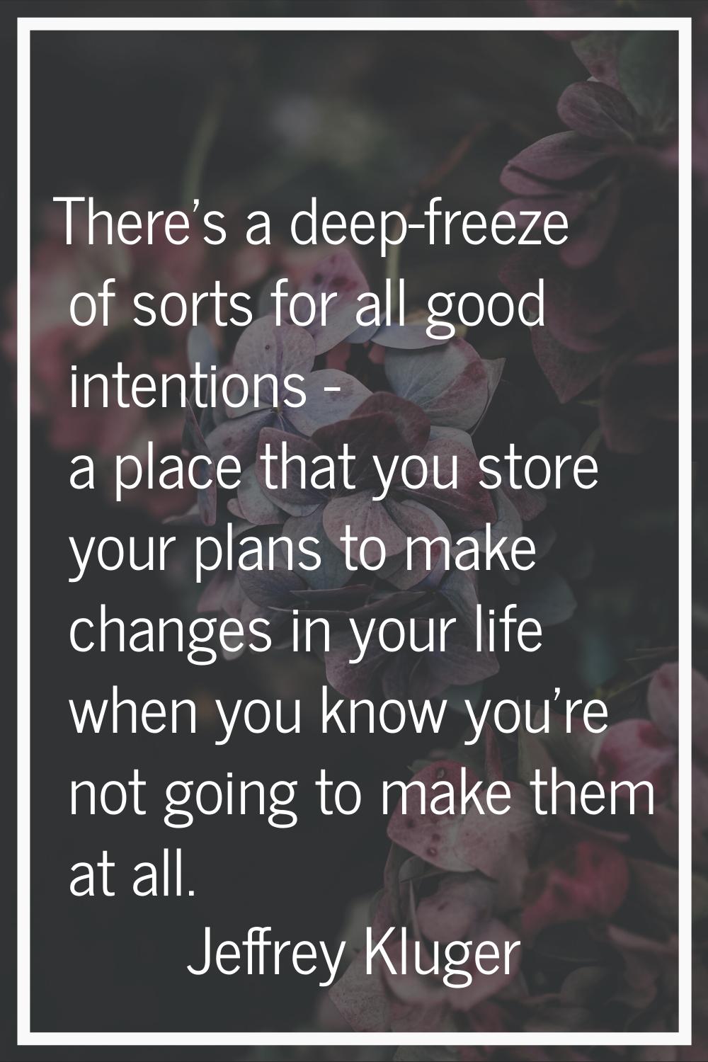 There's a deep-freeze of sorts for all good intentions - a place that you store your plans to make 