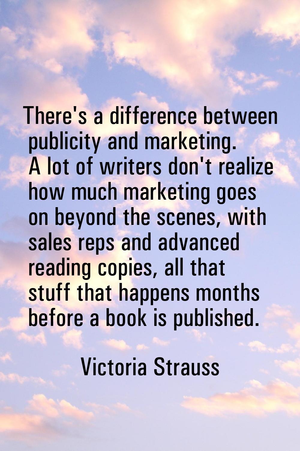 There's a difference between publicity and marketing. A lot of writers don't realize how much marke