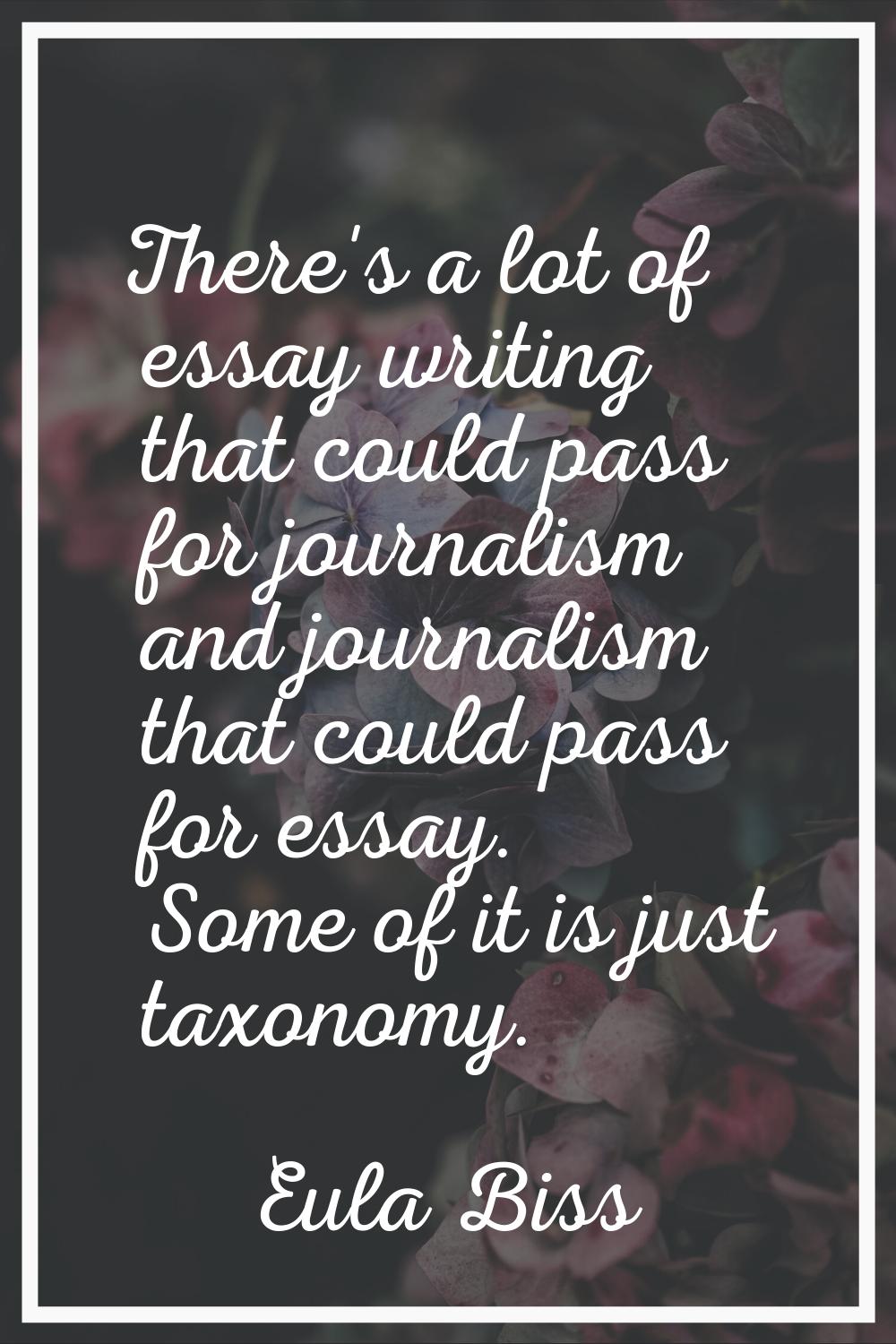 There's a lot of essay writing that could pass for journalism and journalism that could pass for es