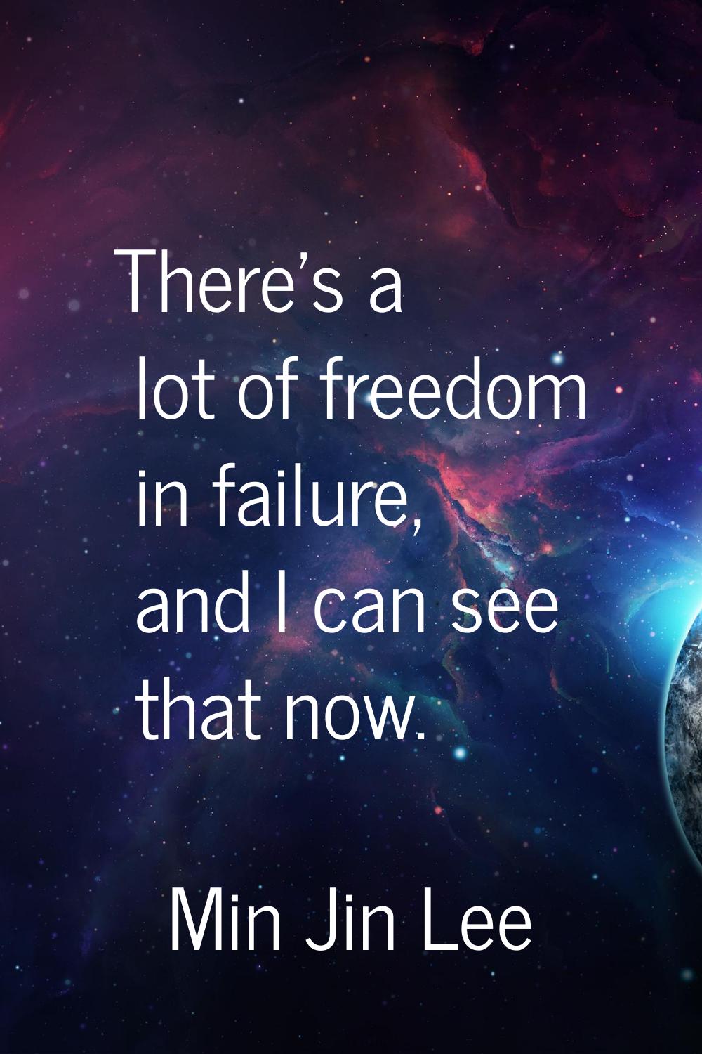 There's a lot of freedom in failure, and I can see that now.