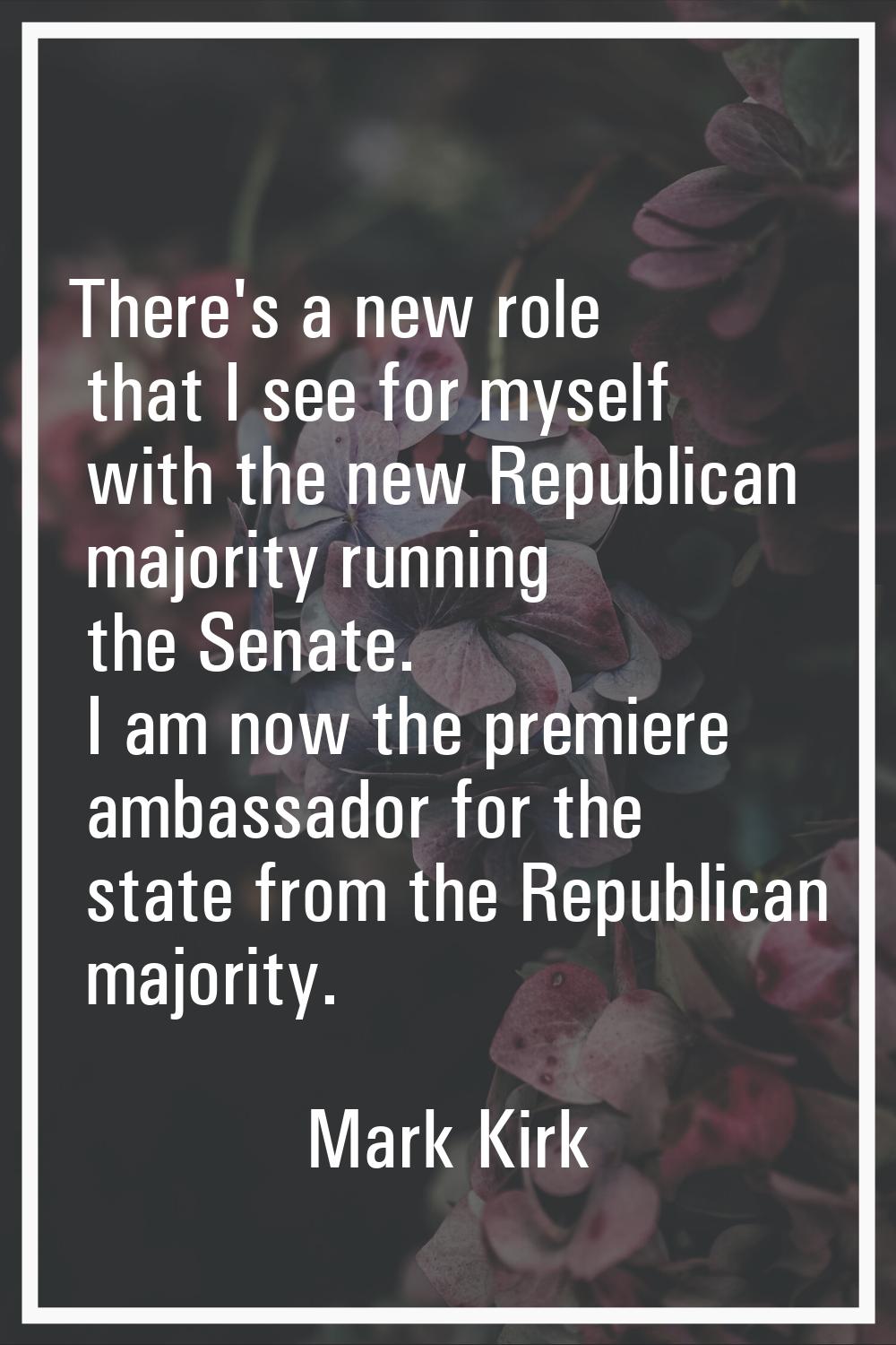 There's a new role that I see for myself with the new Republican majority running the Senate. I am 