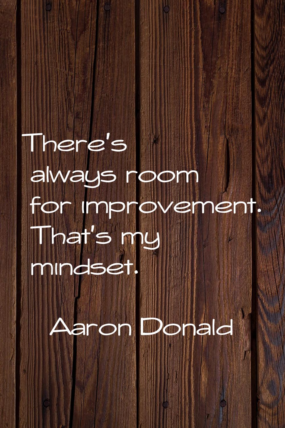 There's always room for improvement. That's my mindset.