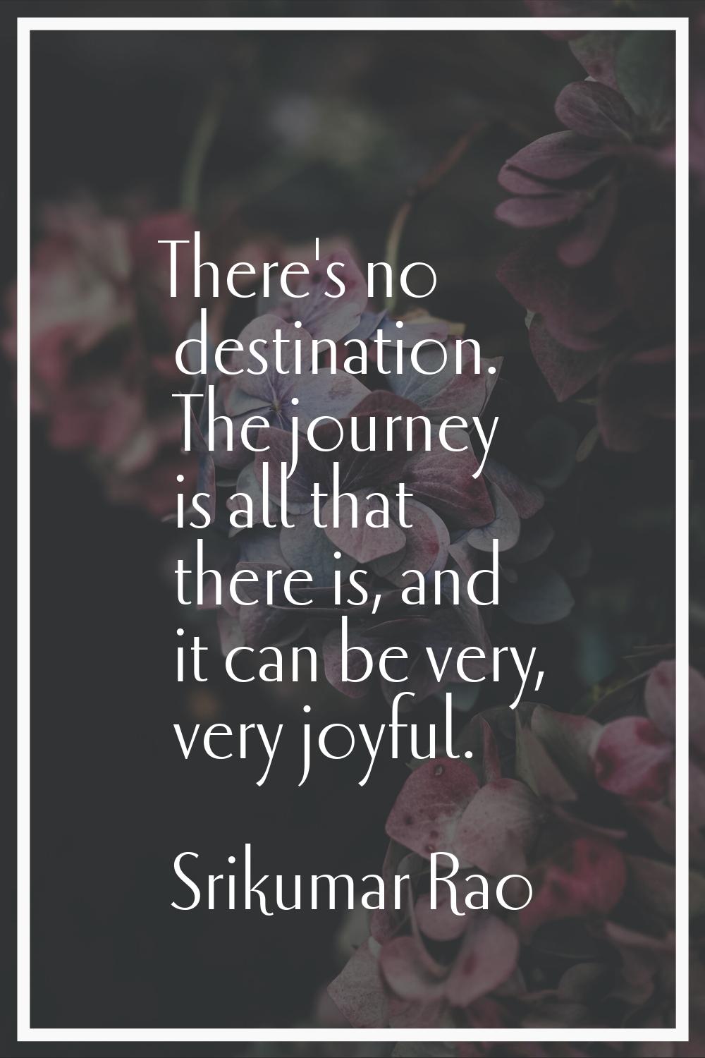 There's no destination. The journey is all that there is, and it can be very, very joyful.