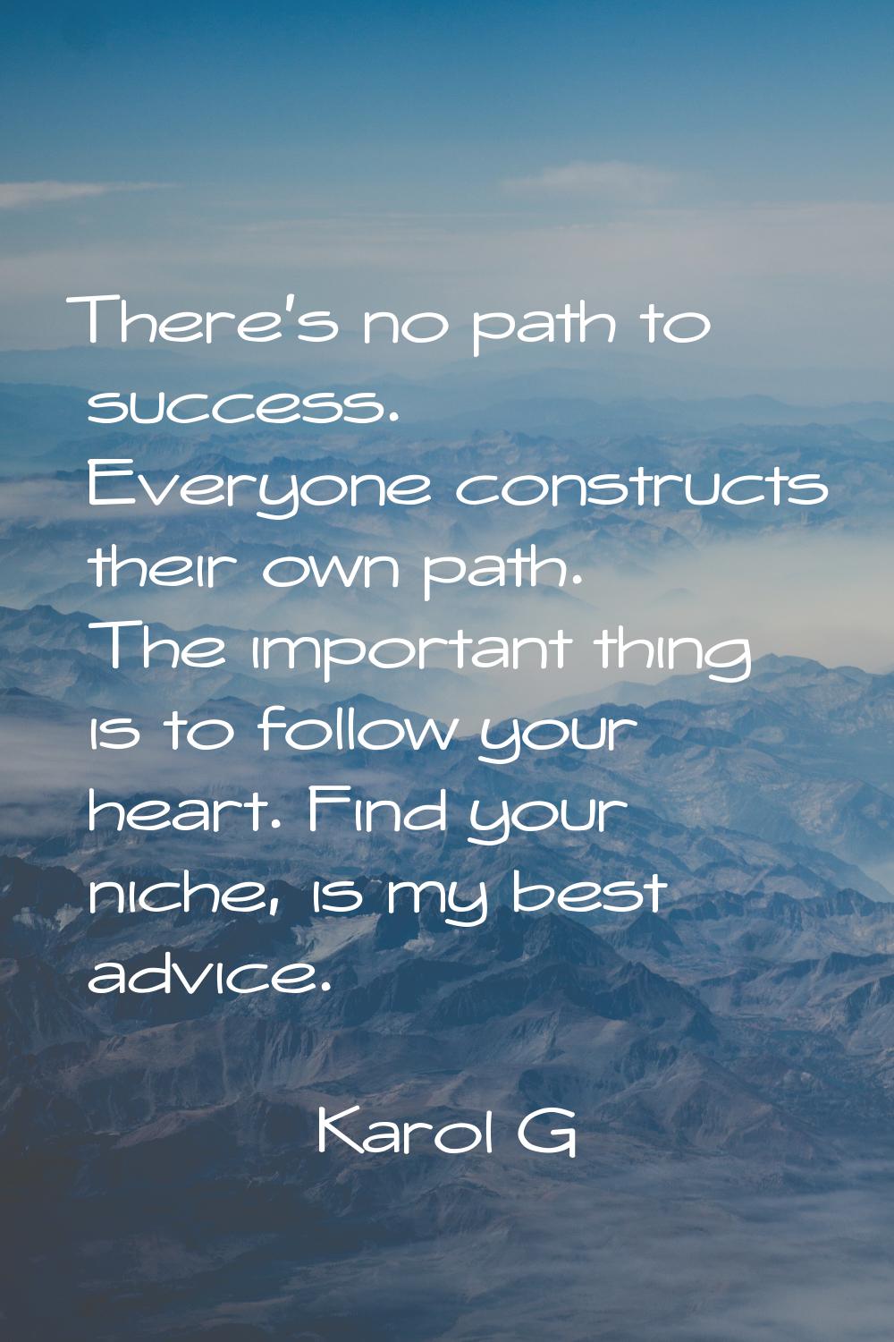 There's no path to success. Everyone constructs their own path. The important thing is to follow yo