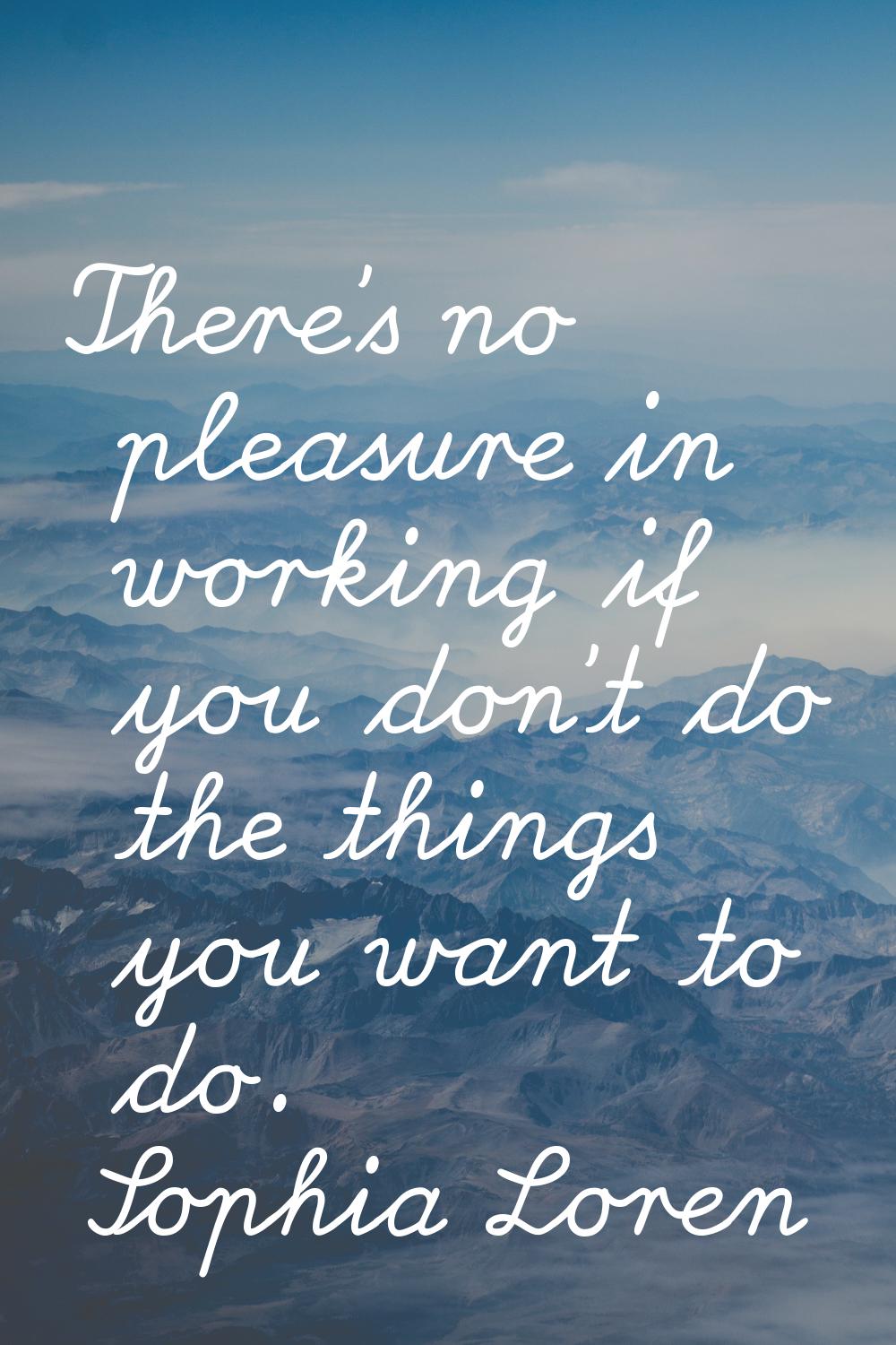 There's no pleasure in working if you don't do the things you want to do.
