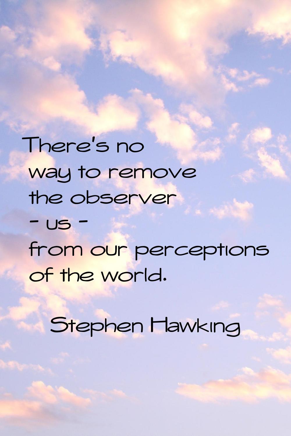 There's no way to remove the observer - us - from our perceptions of the world.
