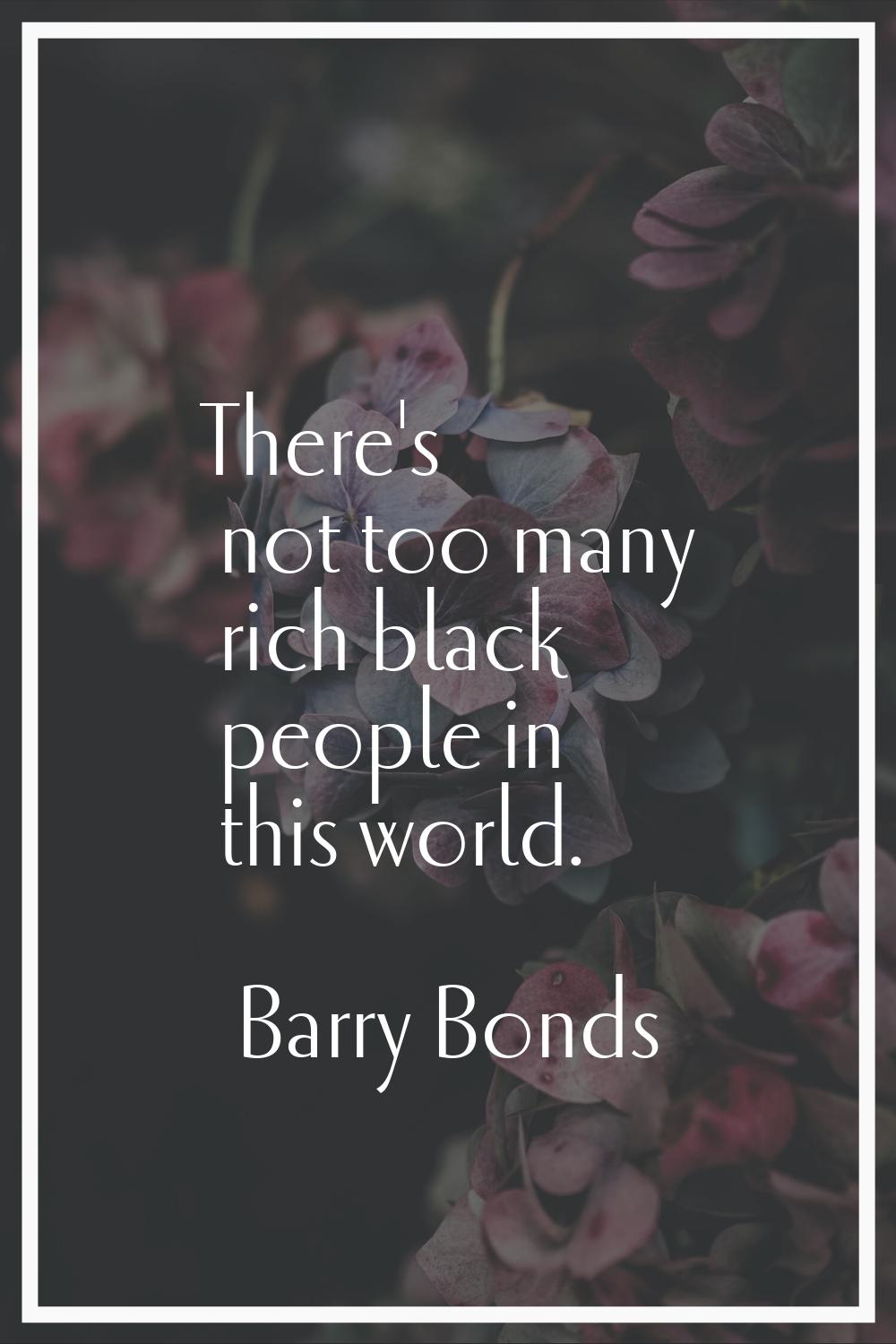 There's not too many rich black people in this world.