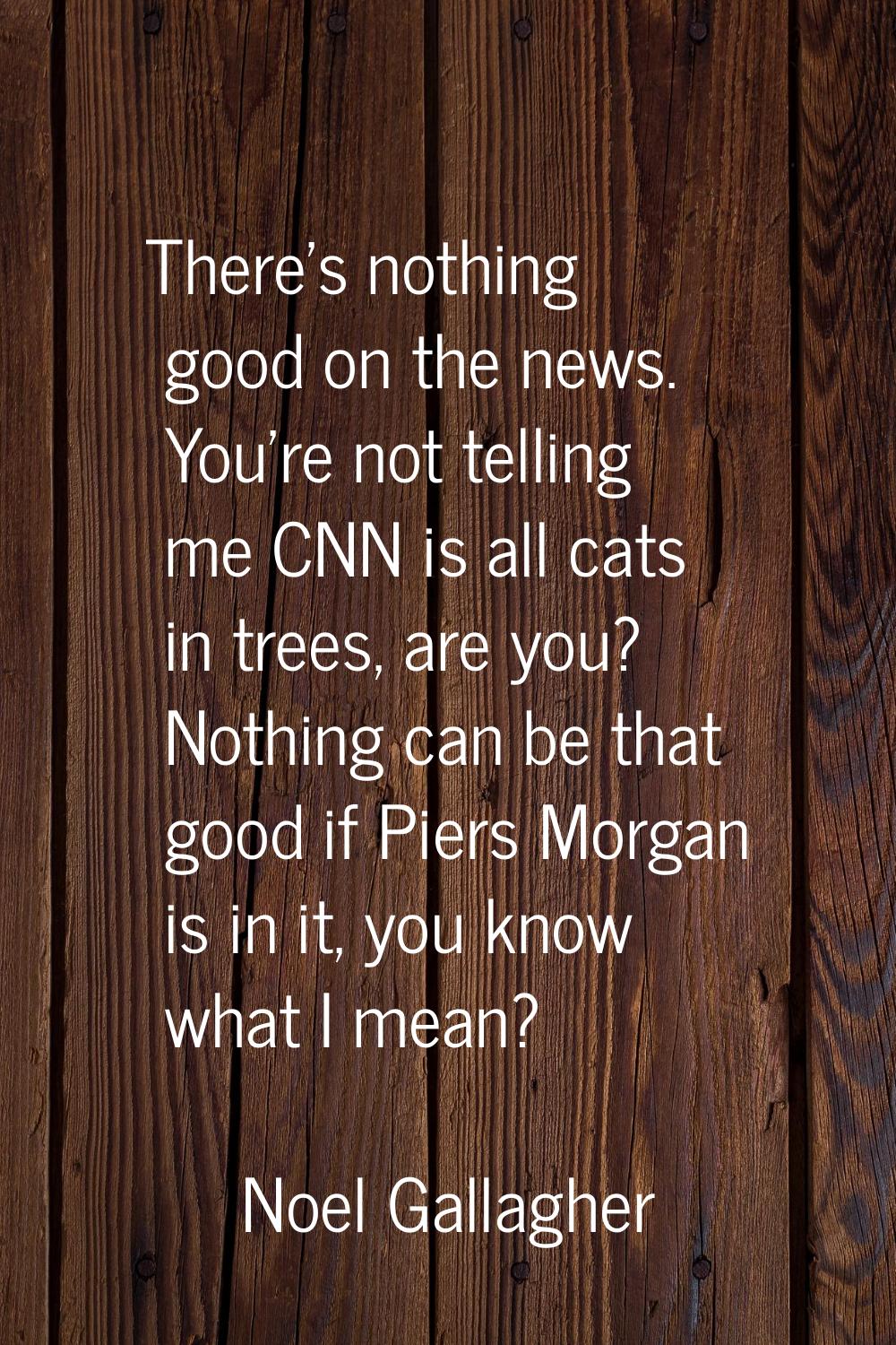 There's nothing good on the news. You're not telling me CNN is all cats in trees, are you? Nothing 