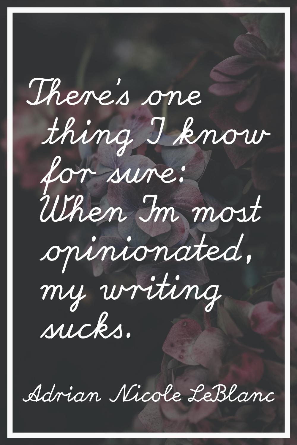 There's one thing I know for sure: When I'm most opinionated, my writing sucks.
