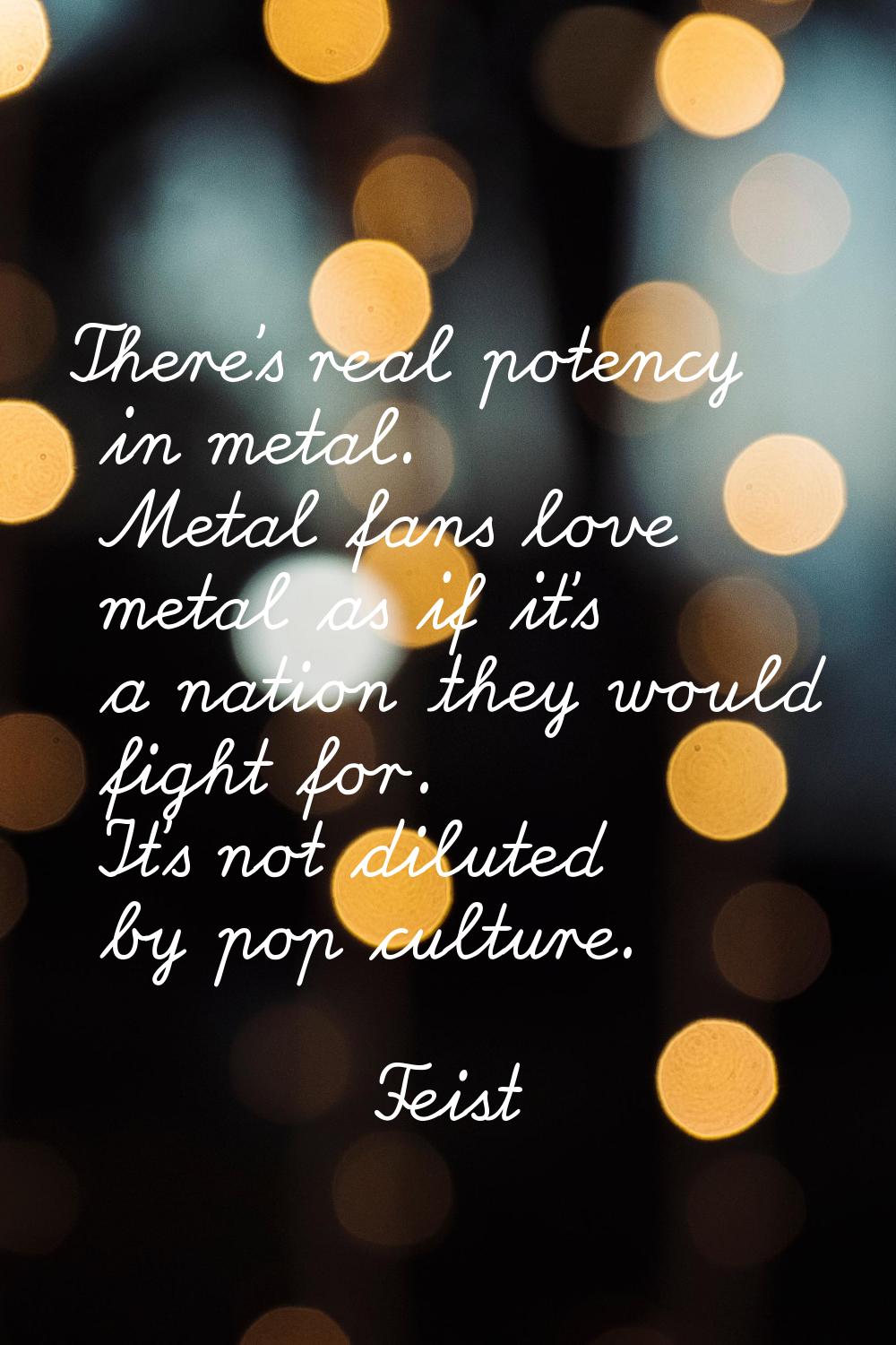 There's real potency in metal. Metal fans love metal as if it's a nation they would fight for. It's