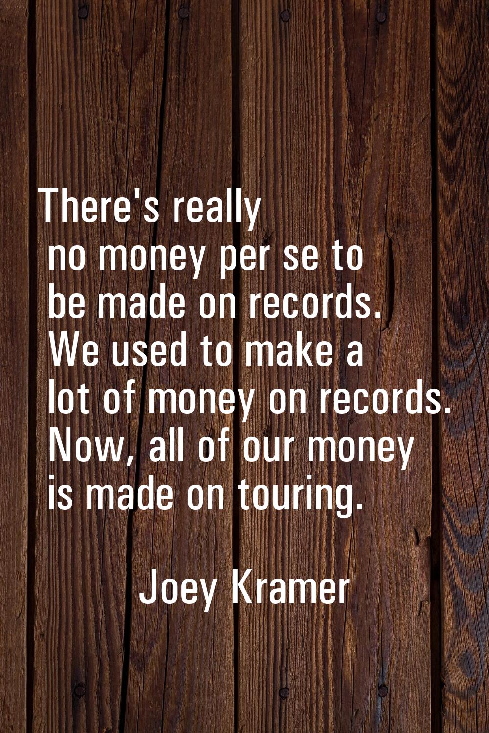 There's really no money per se to be made on records. We used to make a lot of money on records. No