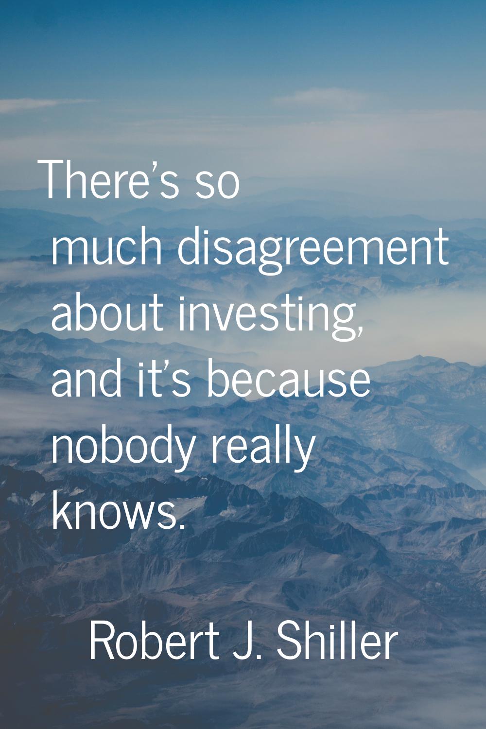 There's so much disagreement about investing, and it's because nobody really knows.