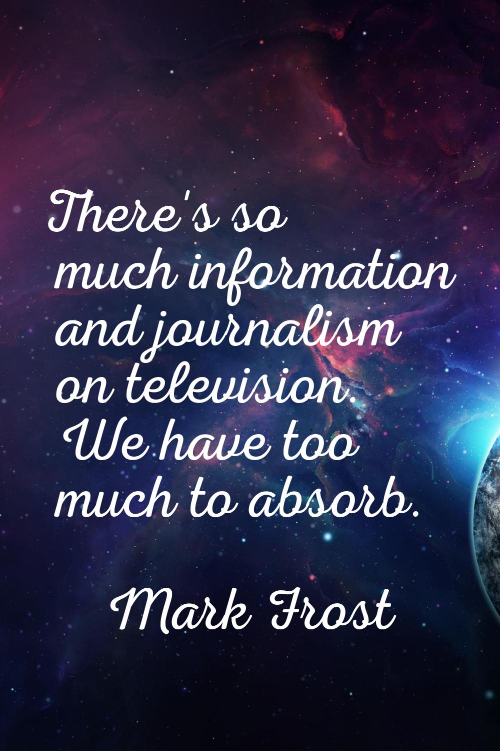 There's so much information and journalism on television. We have too much to absorb.