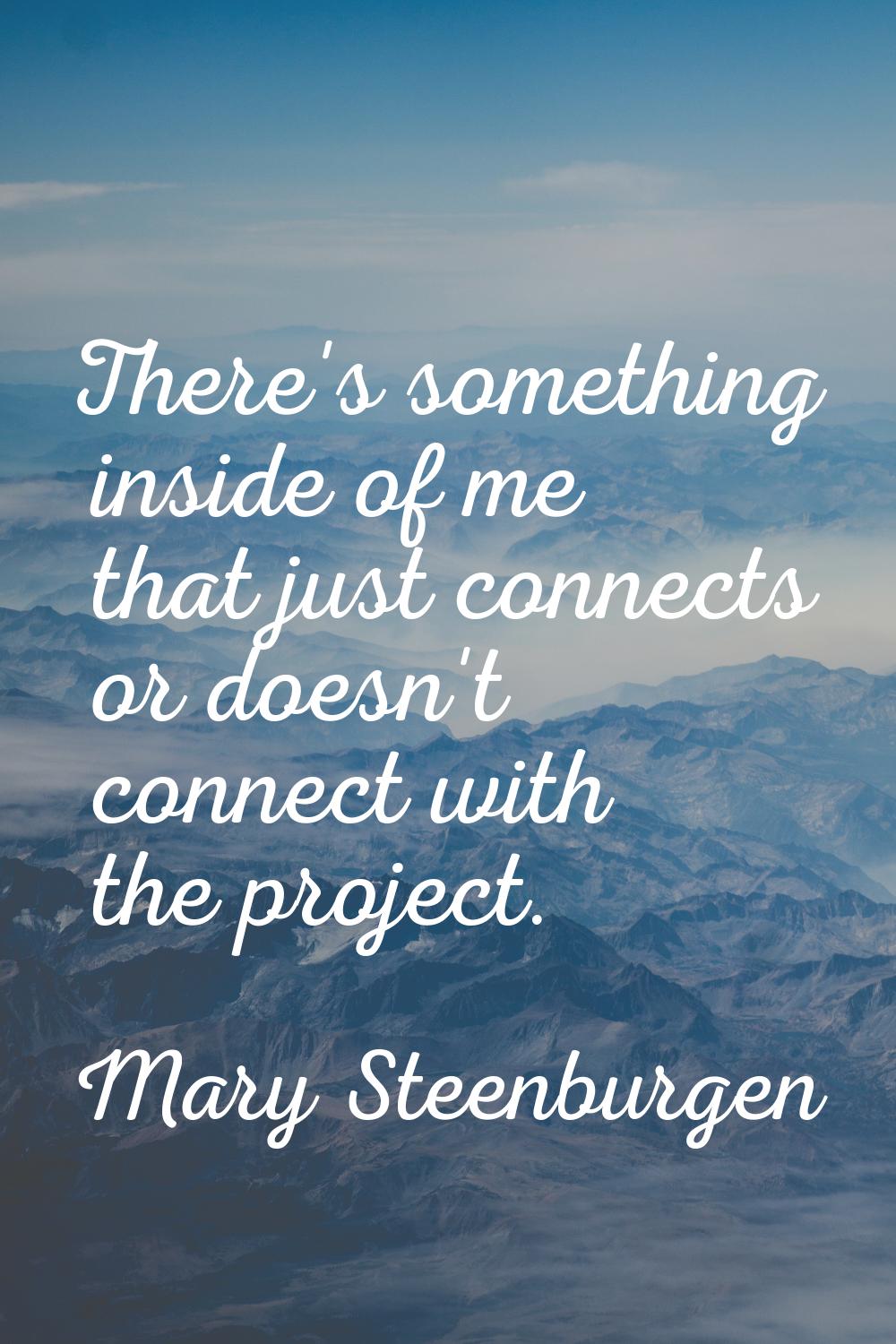 There's something inside of me that just connects or doesn't connect with the project.