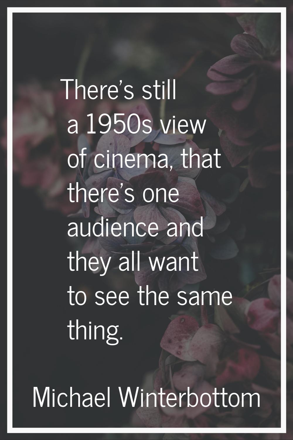 There's still a 1950s view of cinema, that there's one audience and they all want to see the same t