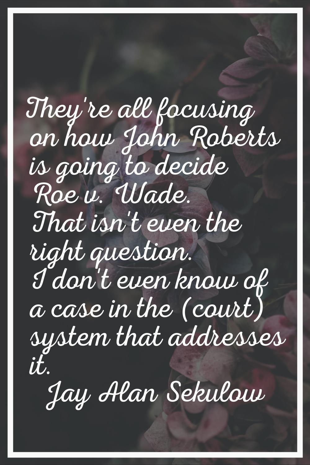They're all focusing on how John Roberts is going to decide Roe v. Wade. That isn't even the right 