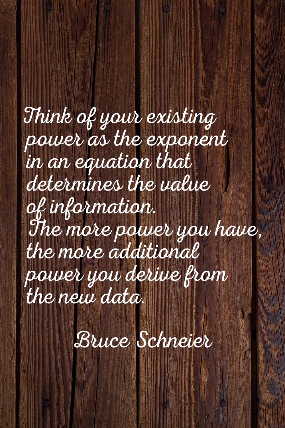 Think of your existing power as the exponent in an equation that determines the value of informatio