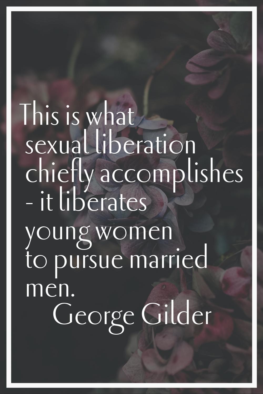 This is what sexual liberation chiefly accomplishes - it liberates young women to pursue married me