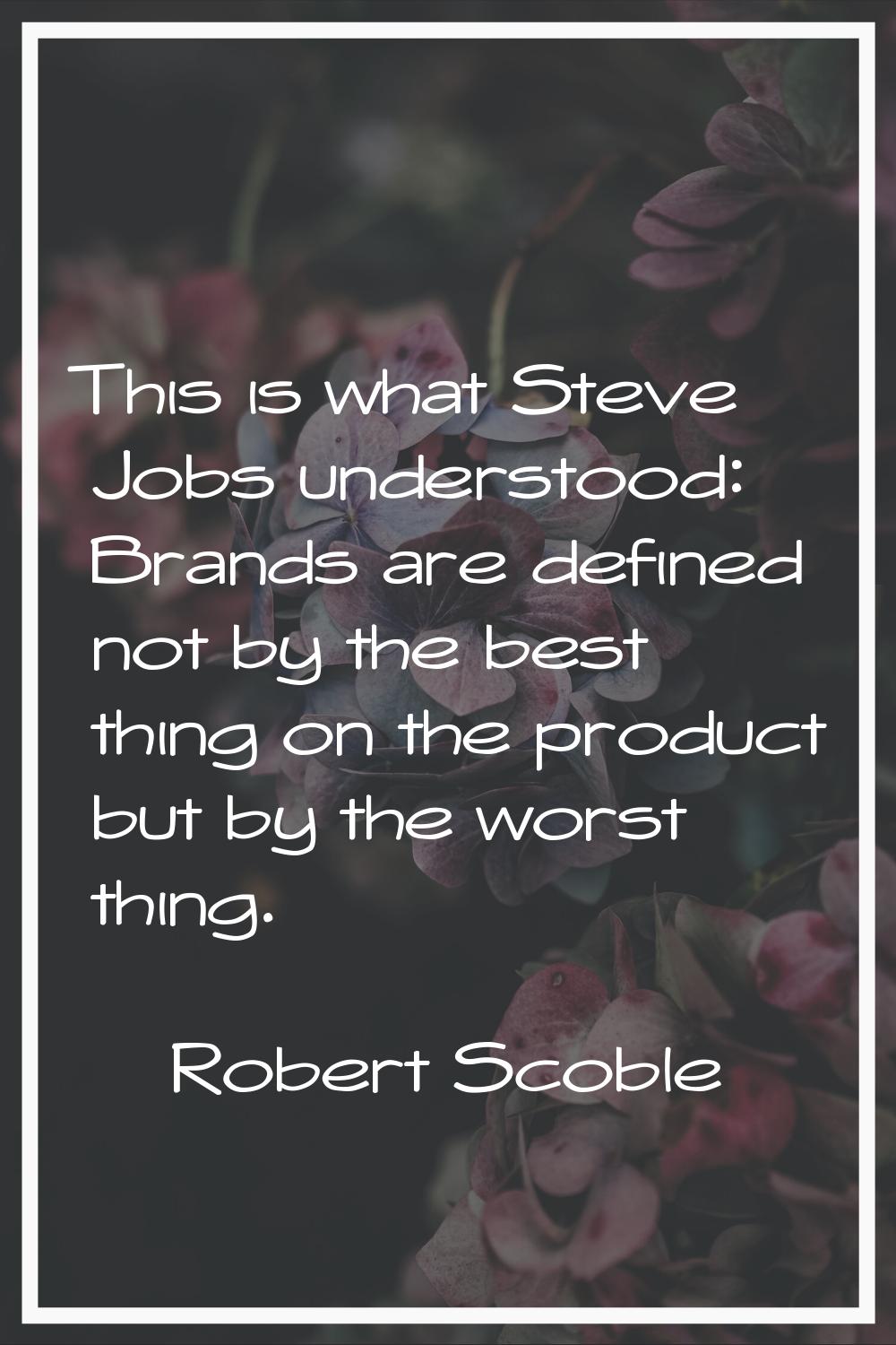 This is what Steve Jobs understood: Brands are defined not by the best thing on the product but by 