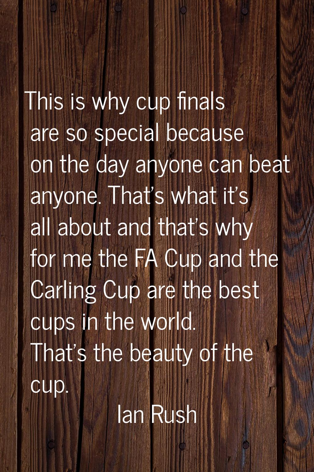 This is why cup finals are so special because on the day anyone can beat anyone. That's what it's a