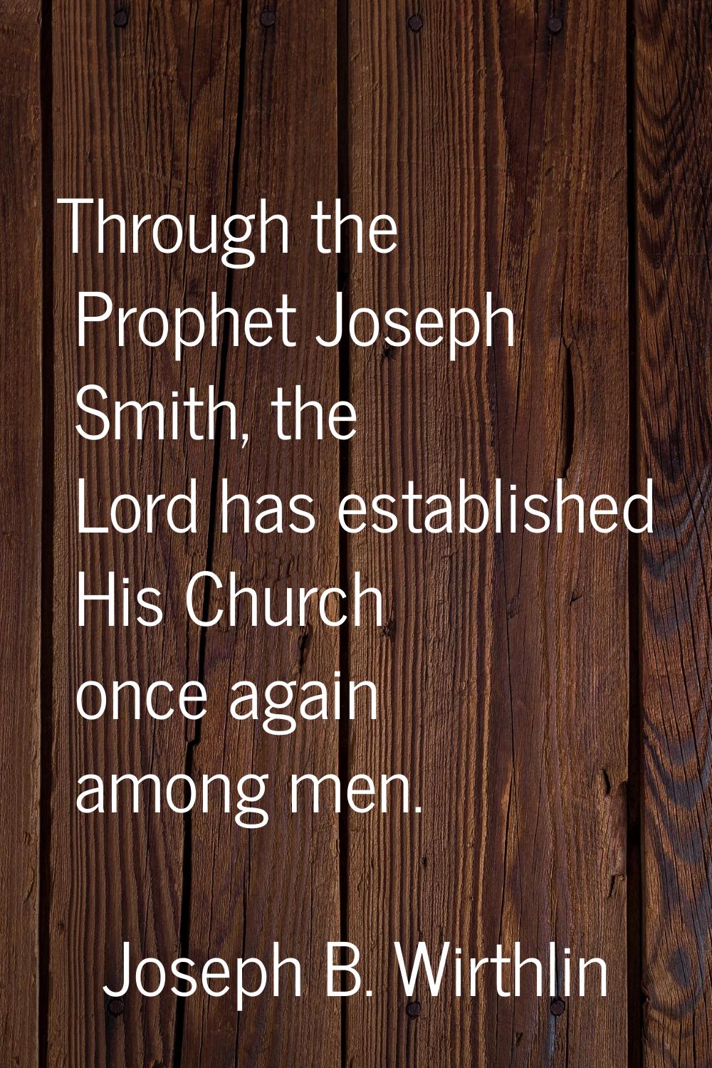 Through the Prophet Joseph Smith, the Lord has established His Church once again among men.