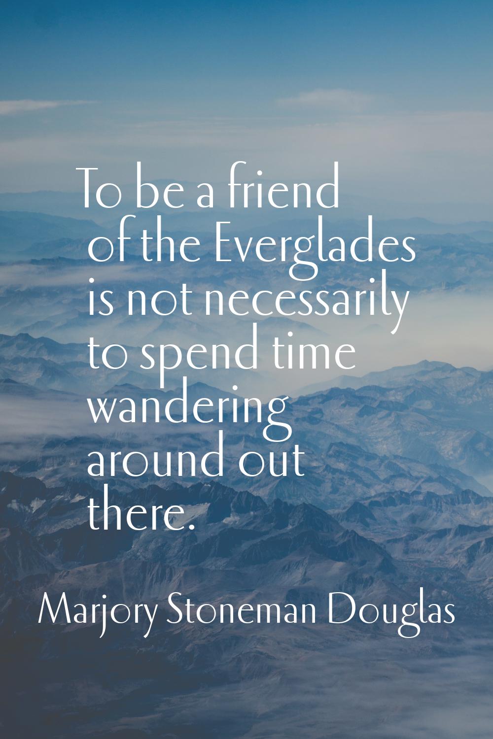 To be a friend of the Everglades is not necessarily to spend time wandering around out there.