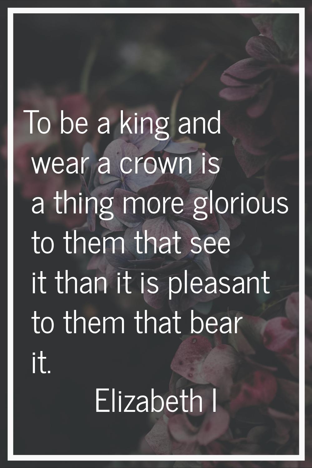 To be a king and wear a crown is a thing more glorious to them that see it than it is pleasant to t