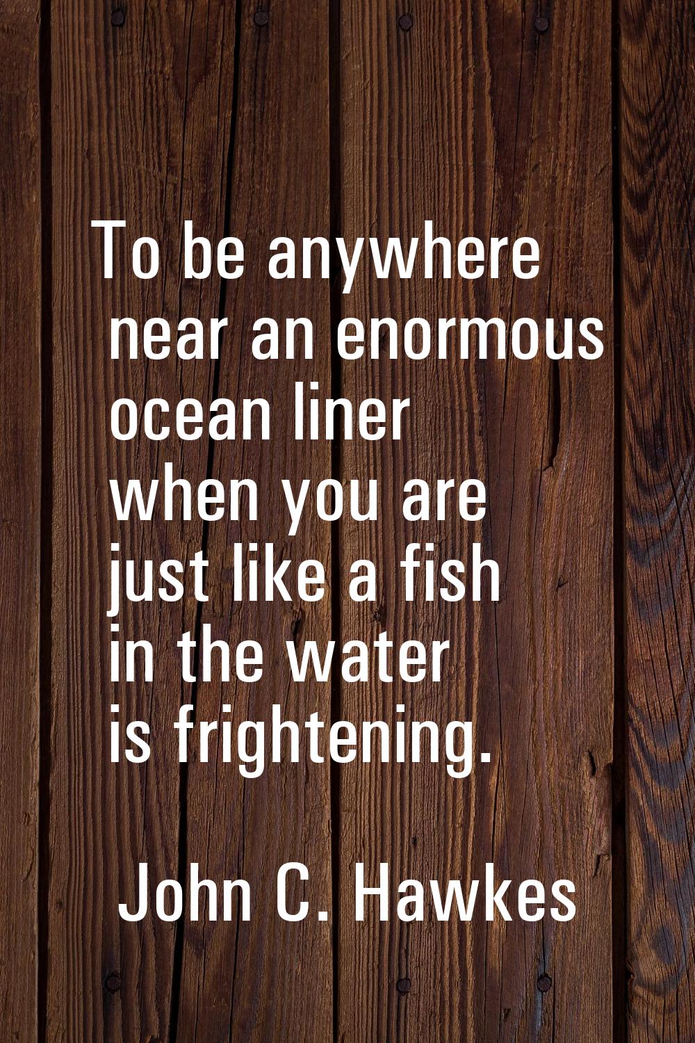 To be anywhere near an enormous ocean liner when you are just like a fish in the water is frighteni