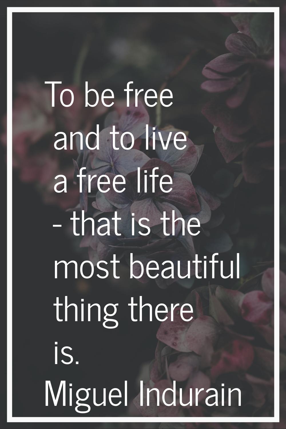 To be free and to live a free life - that is the most beautiful thing there is.