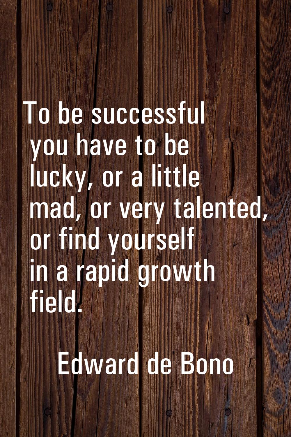 To be successful you have to be lucky, or a little mad, or very talented, or find yourself in a rap
