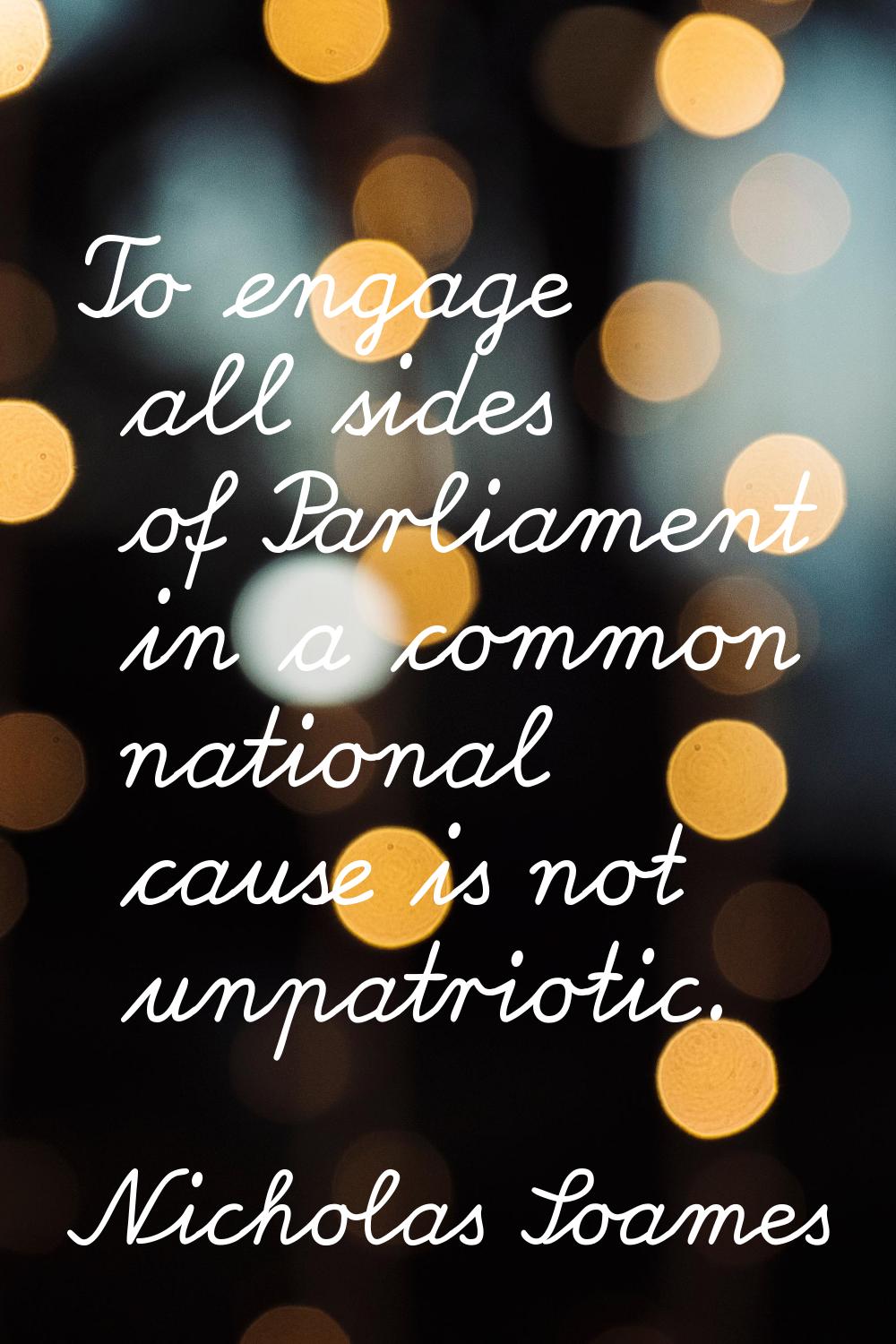 To engage all sides of Parliament in a common national cause is not unpatriotic.