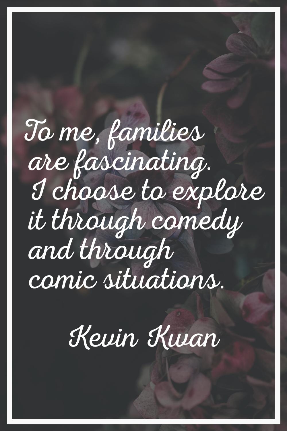To me, families are fascinating. I choose to explore it through comedy and through comic situations