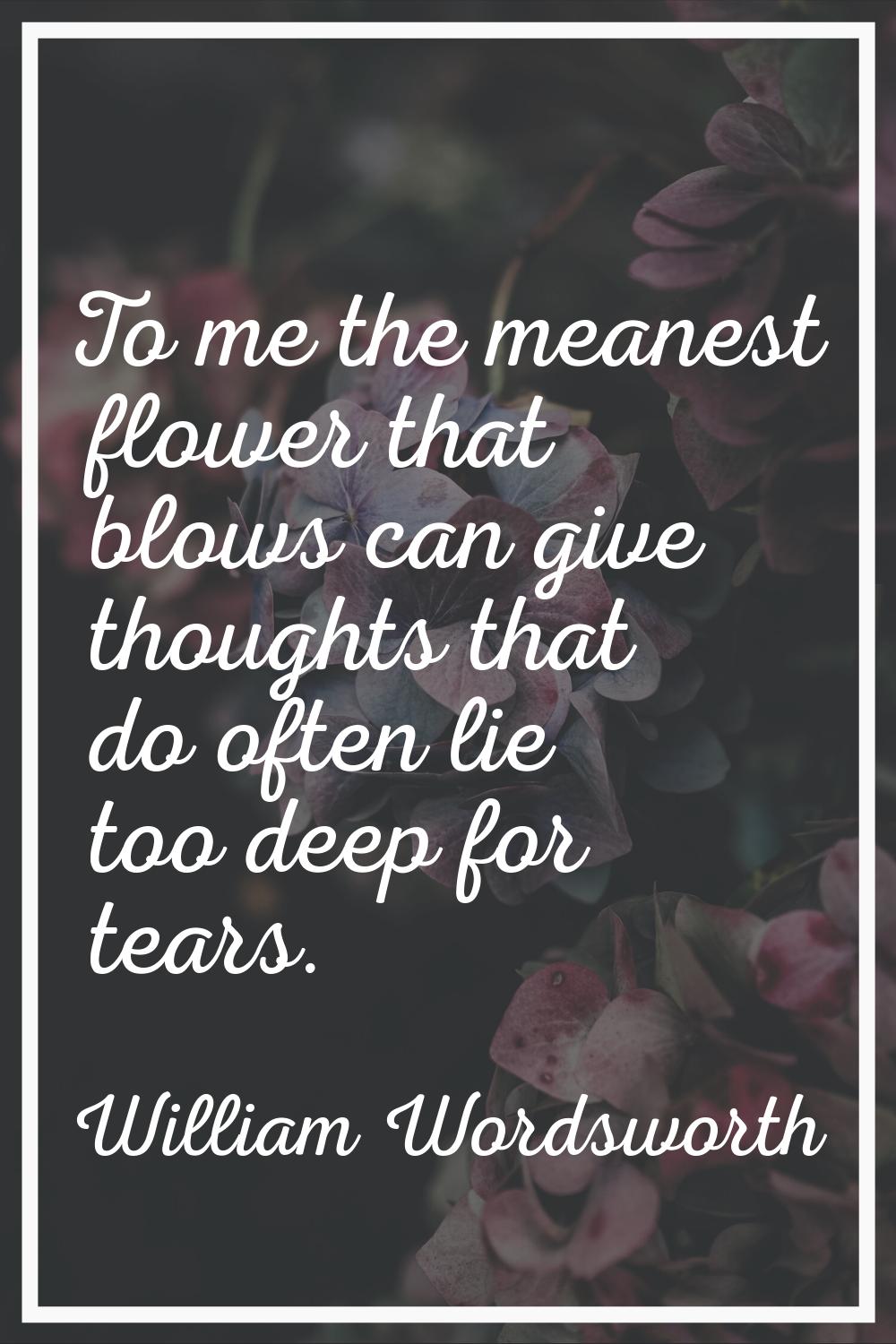 To me the meanest flower that blows can give thoughts that do often lie too deep for tears.
