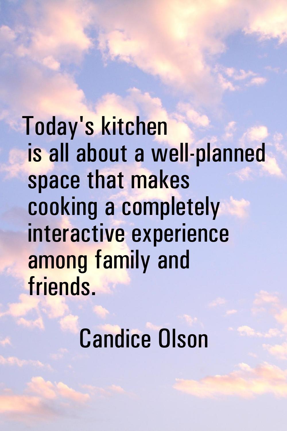 Today's kitchen is all about a well-planned space that makes cooking a completely interactive exper