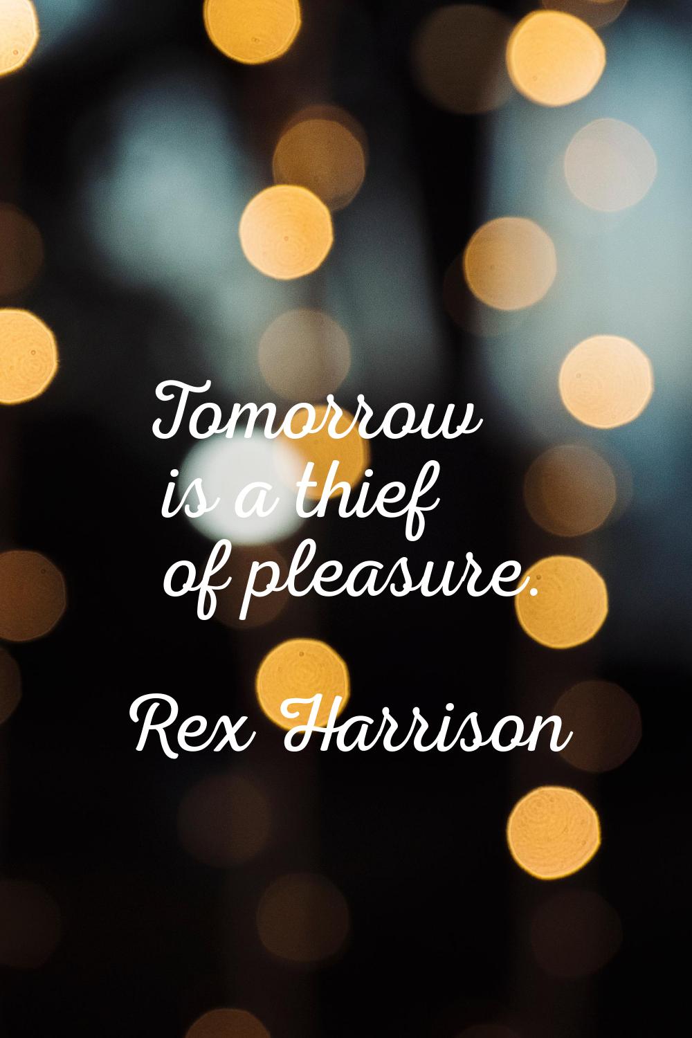 Tomorrow is a thief of pleasure.