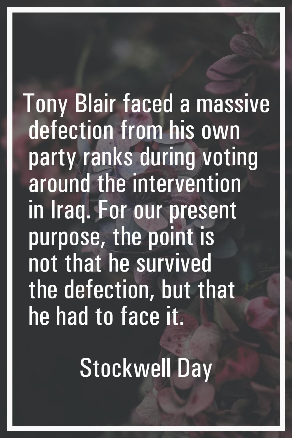 Tony Blair faced a massive defection from his own party ranks during voting around the intervention