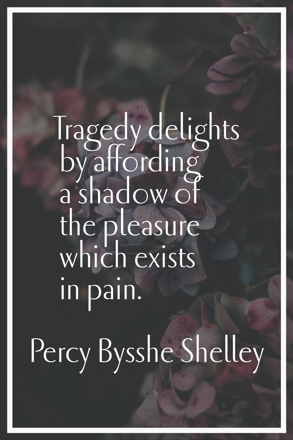 Tragedy delights by affording a shadow of the pleasure which exists in pain.