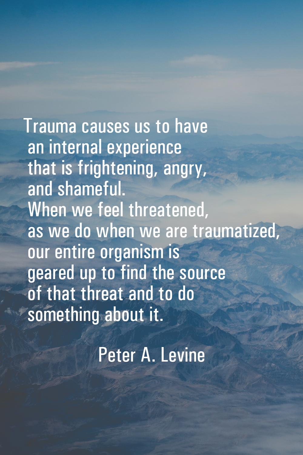 Trauma causes us to have an internal experience that is frightening, angry, and shameful. When we f