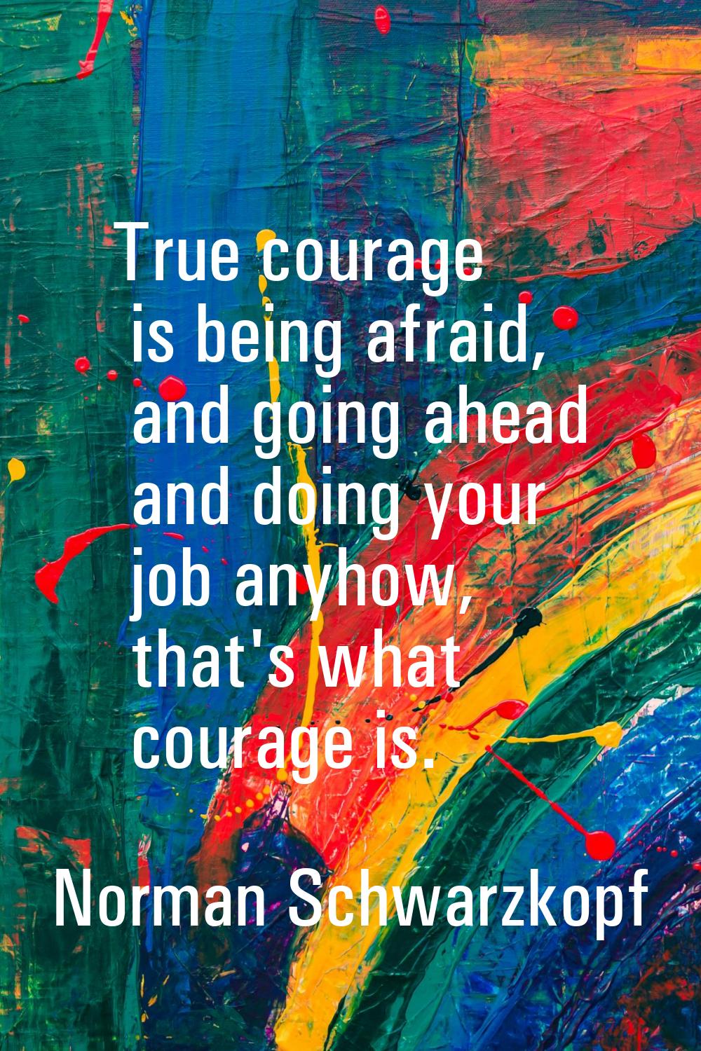 True courage is being afraid, and going ahead and doing your job anyhow, that's what courage is.