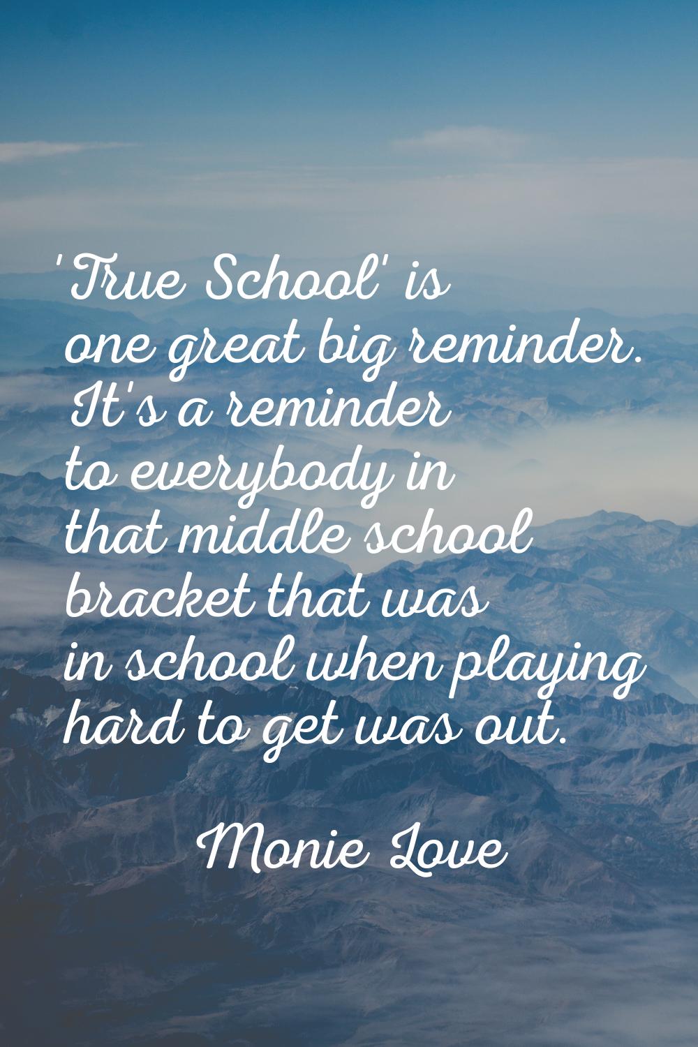 'True School' is one great big reminder. It's a reminder to everybody in that middle school bracket