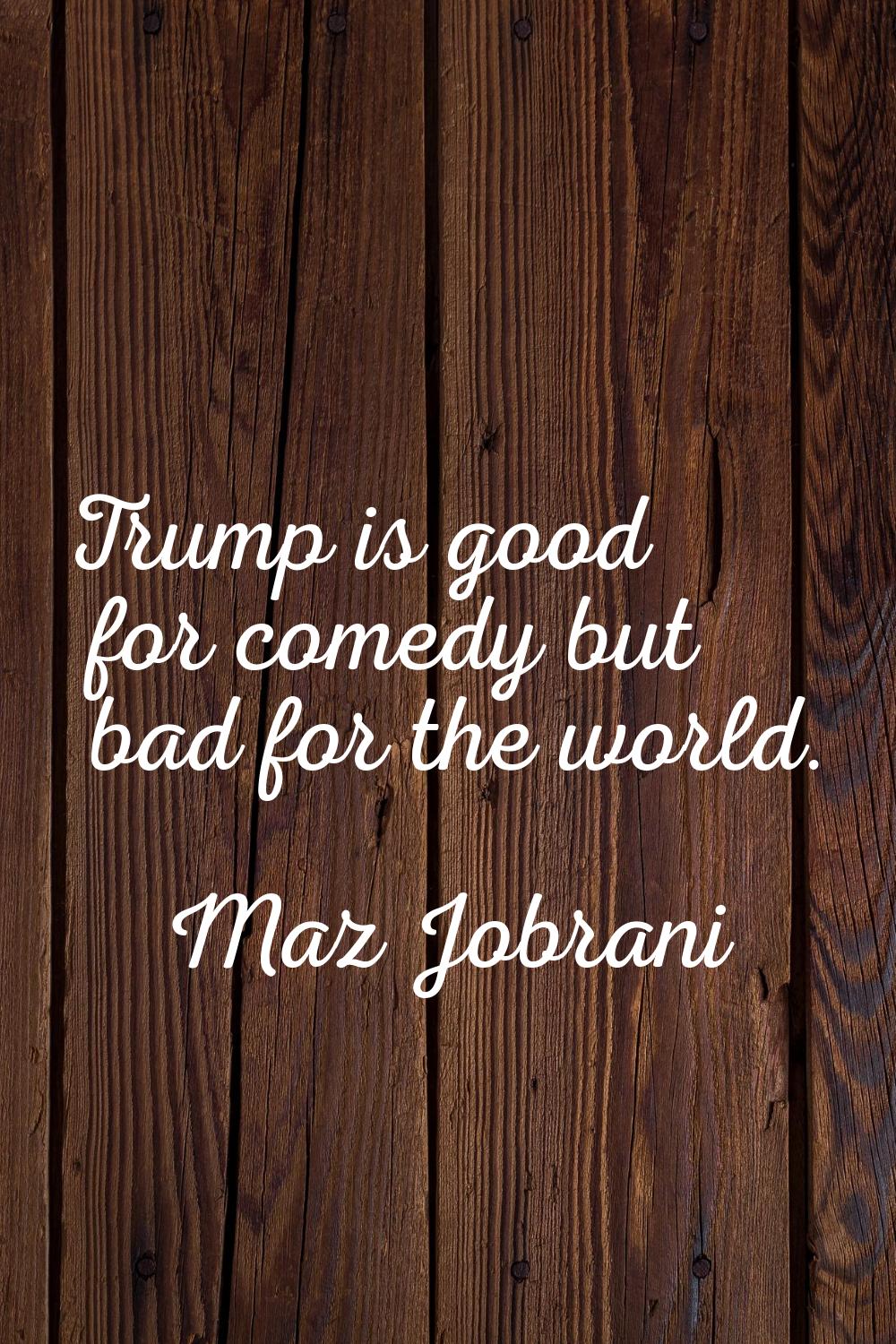 Trump is good for comedy but bad for the world.