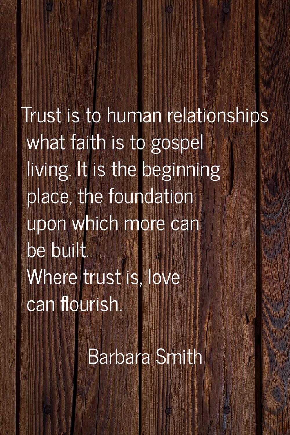 Trust is to human relationships what faith is to gospel living. It is the beginning place, the foun