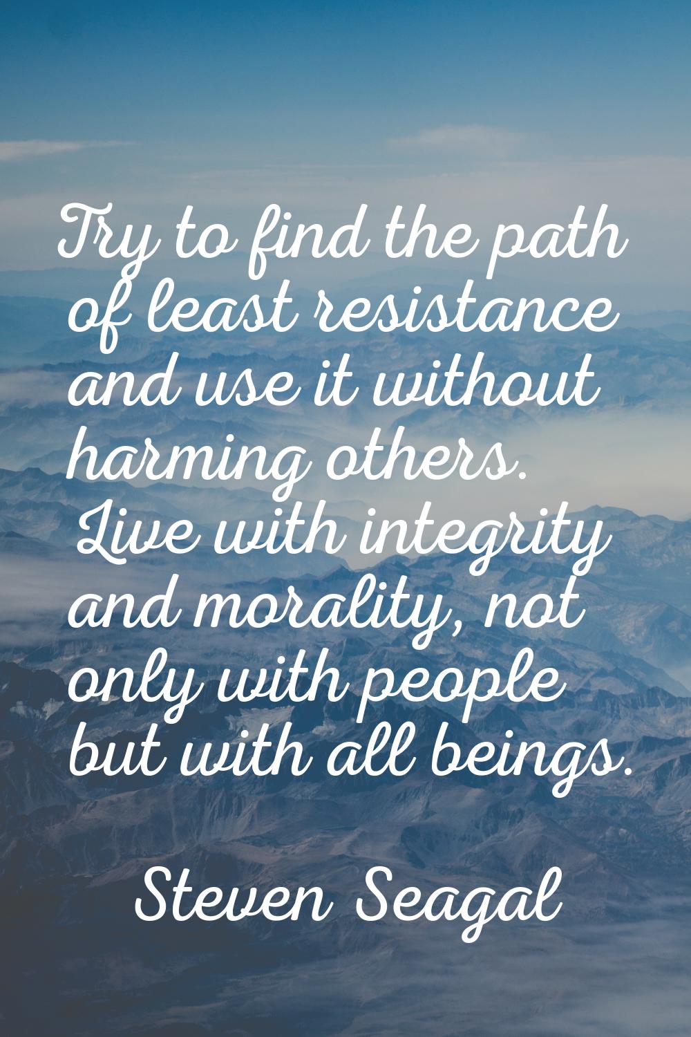 Try to find the path of least resistance and use it without harming others. Live with integrity and