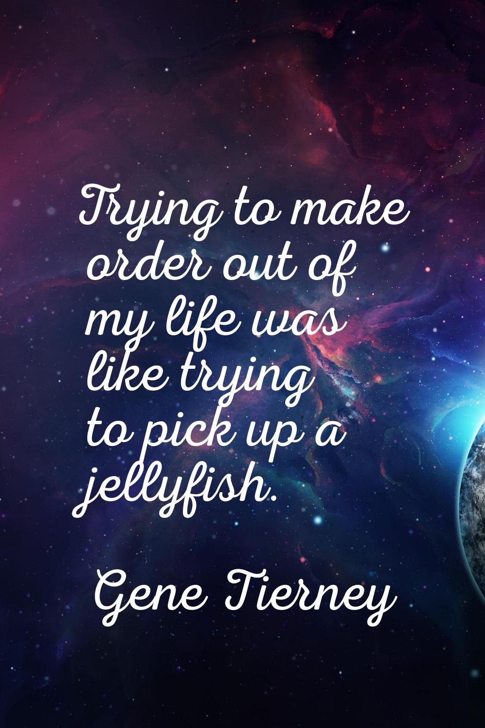 Trying to make order out of my life was like trying to pick up a jellyfish.