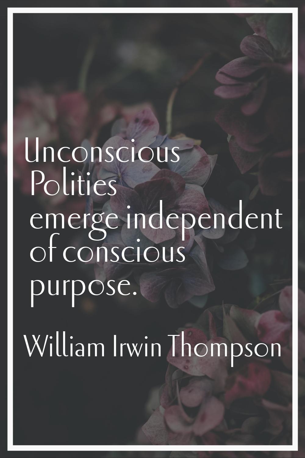 Unconscious Polities emerge independent of conscious purpose.