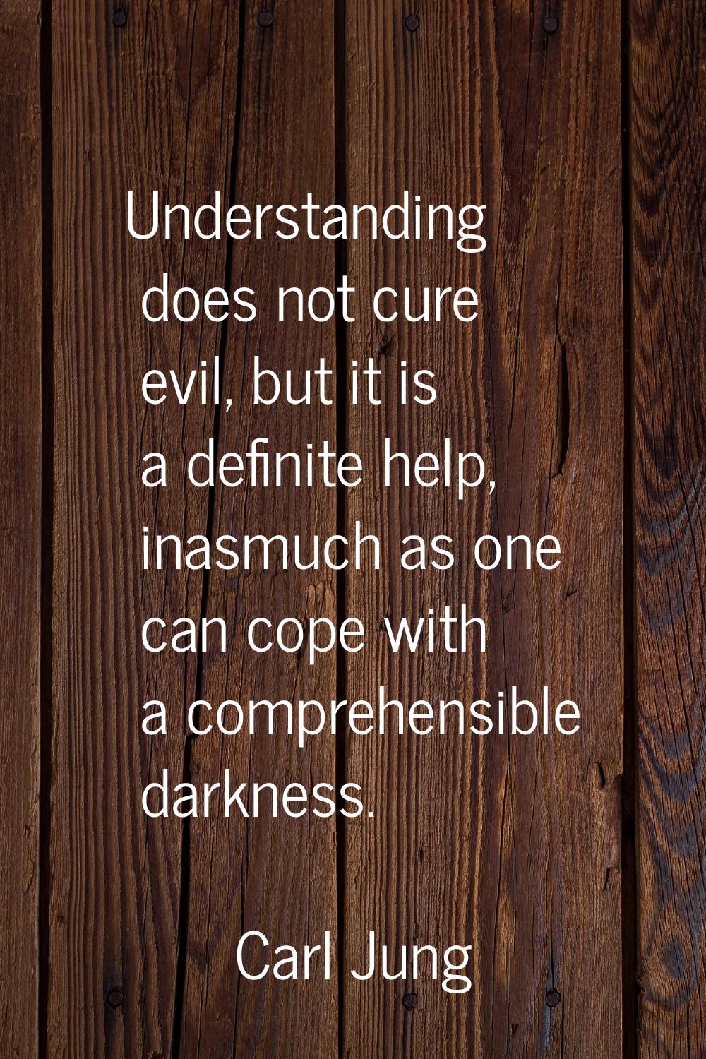 Understanding does not cure evil, but it is a definite help, inasmuch as one can cope with a compre