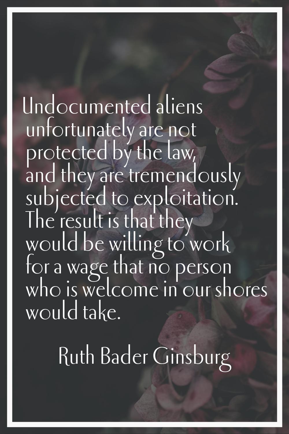 Undocumented aliens unfortunately are not protected by the law, and they are tremendously subjected