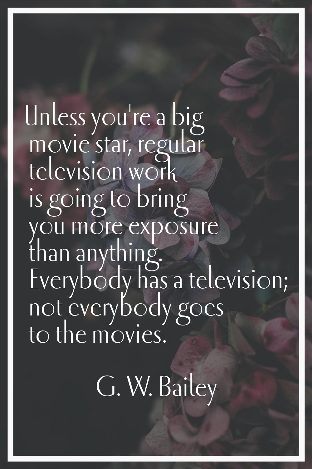 Unless you're a big movie star, regular television work is going to bring you more exposure than an