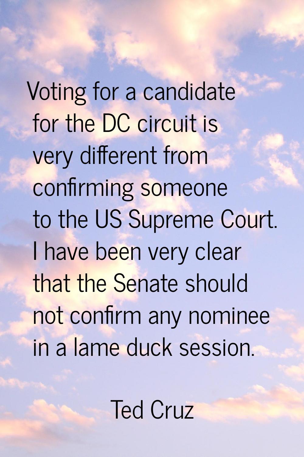 Voting for a candidate for the DC circuit is very different from confirming someone to the US Supre